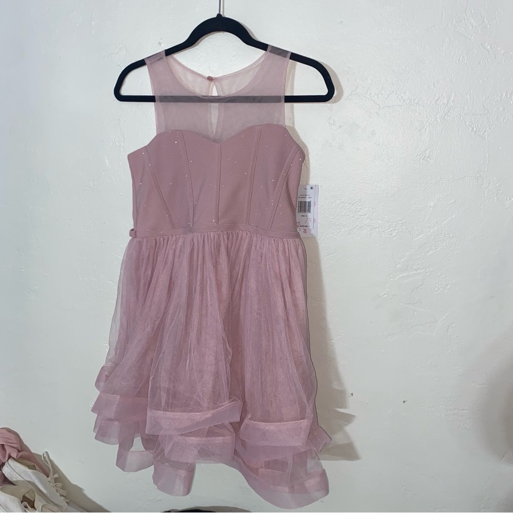 NWT Bonnie Jean Sparkly Dress Mesh Top Sleeveless Horsehair Ruffle Bottom 14 - Picture 5 of 13